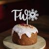 Snowflake Two Cake Topper, Winter 2nd Birthday Cake Decor, Joy to the World, Frozen Winter Wonderland Christmas 2nd Birthday Party Decoration Supplies, Silver Glitter view 3