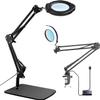 15X Magnifying Glass Desk Lamp, LED Desk Lamp with Base and Clamp, 5 Color Mode, 10 Stepless Dimmable, 84 Leds, 4.2" Diameter Real Glass Lens Magnifying Glass Lamp for Reading Close Work Repair Sewing view 1