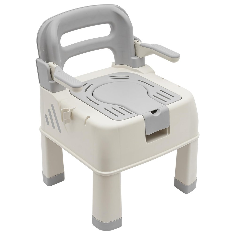 PP Shower Chair, 18.5 * 17.72 * 25.98In Bath Safety Seat, Portable Toilet Chair, Adult Potty Chair, Bedside Commode, Toilet Stool for Bedroom, Hospital Ward, Bathroom