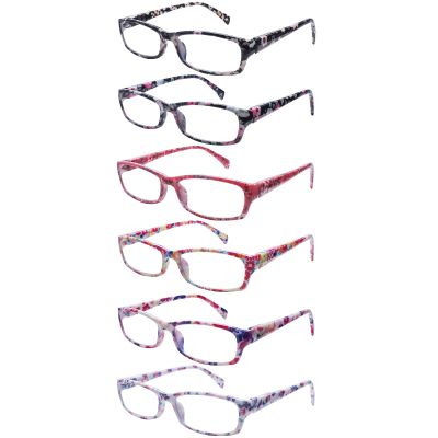 MAEOWN 5 Pack Reading Glasses for Women, Blue Light Blocking Computer Readers, Ease Blurry Vision Dry Eyes Anti UV Glare (6 Pack Mix C1, 0.00, x)