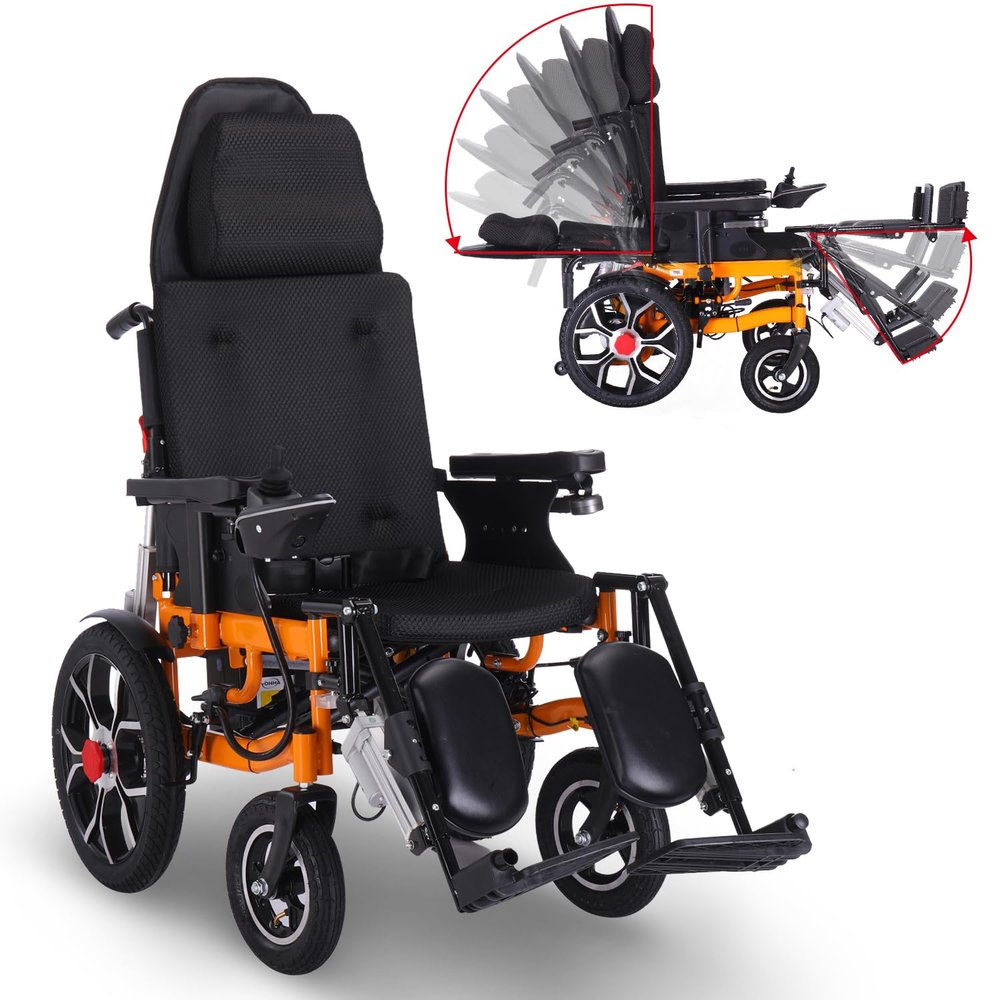 20 Miles Long Travel Range,Reclining Electric Wheelchair for Adults Lightweight Foldable,500W Motor All Terrain Motorized Wheelchair for Seniors,Portable Power Wheelchair Airline Approved