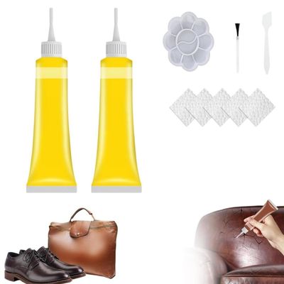 Advanced Leather Repair Gel, 2024 New Professional Leather Repair Kit for Car Seat Vinyl Repair Kit, Multifunctional Furniture Sofa Couch and Jacket Repair Kit (2Pcs Yellow)