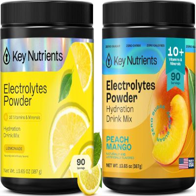 KEY NUTRIENTS Electrolytes Powder Lemonade 90 Servings + Peach Mango 90 Servings