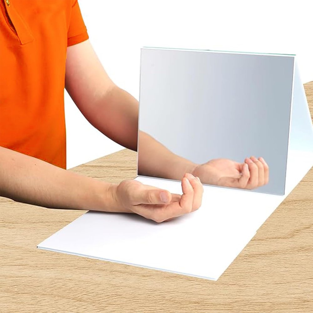 Large Visual Range Mirror Therapy Box for Stroke Rehabilitation - Folding & Adjustable Hand and Arm Exercise Mirror Box for Enhanced Recovery