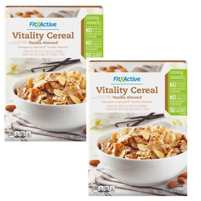 2-PACK*** Fit & Active Vitality Cereal: Vanilla Almond Delight!  12.4 oz - Kickstart your day with fiber-rich goodness!  Whole grains, crunchy almond slivers, & no artificial additives. Fuel your morning the healthy way! 