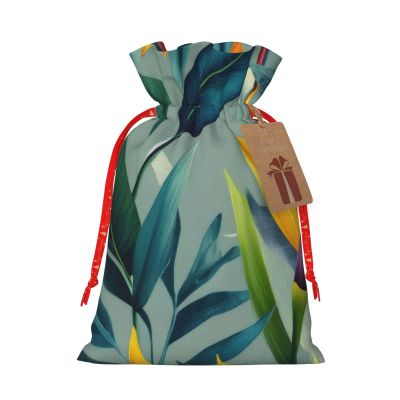 WEFFGDCFG Christmas Drawstring Gift Bags With Tags - Tropical Landscape - Xmas Santa Sacks Bags, Candy Bag, Present Wrapping Bag, Christmas Ornaments, New Year, Holiday Party Goodies