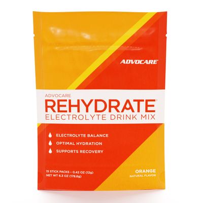 AdvoCare Rehydrate - Electrolyte Drink Mix - Includes Magnesium, Sodium, Potassium & Calcium - Antioxidant & Amino Acid Fortified - Hydration & Recovery - Orange, 15 Stick Packs (6.3 oz)