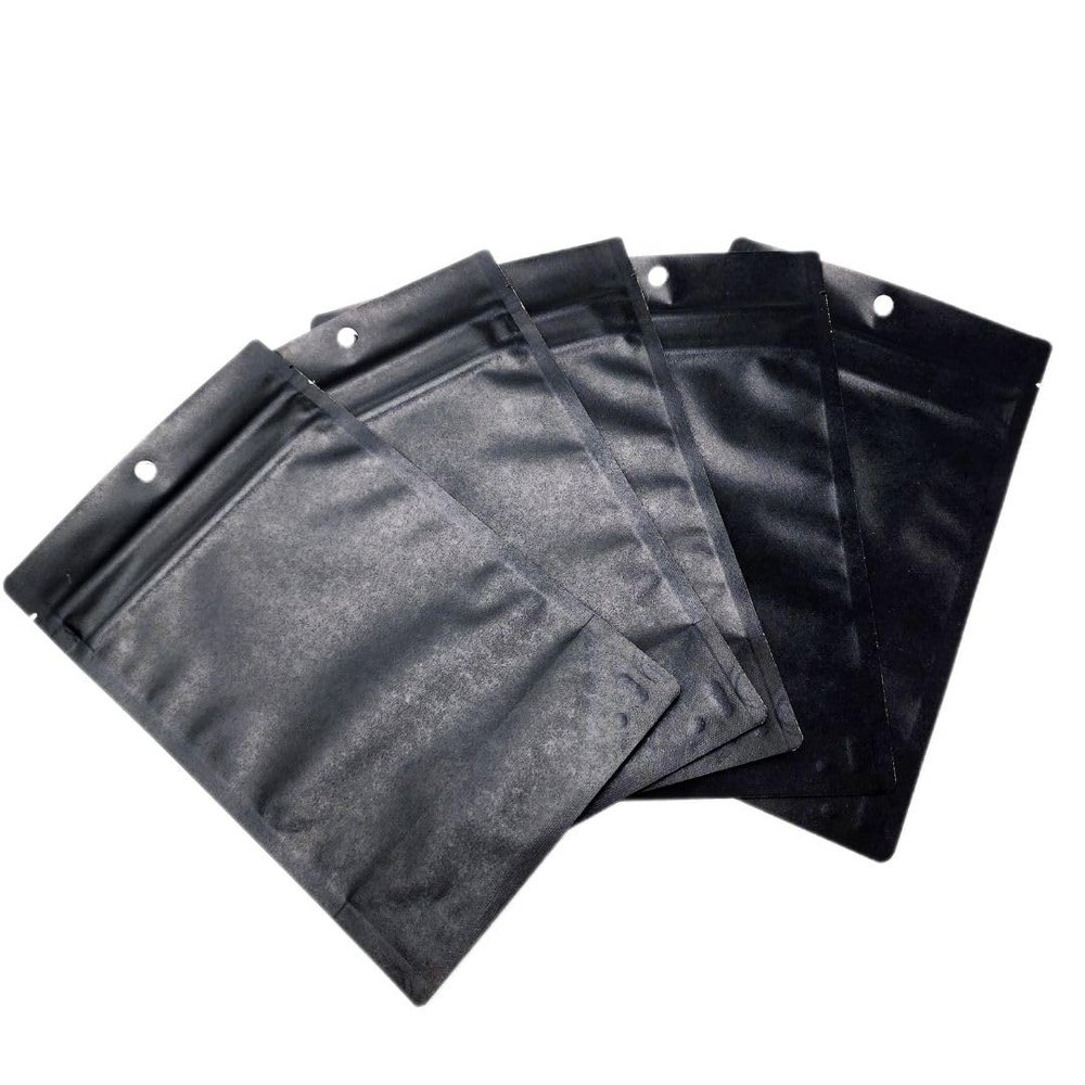100 Pack Black Kraft Stand Up Pouches with Hook and Loop Zipper Resealable, Durable Food Storage Bags for Farmers Markets, Coffee, Snacks, and More