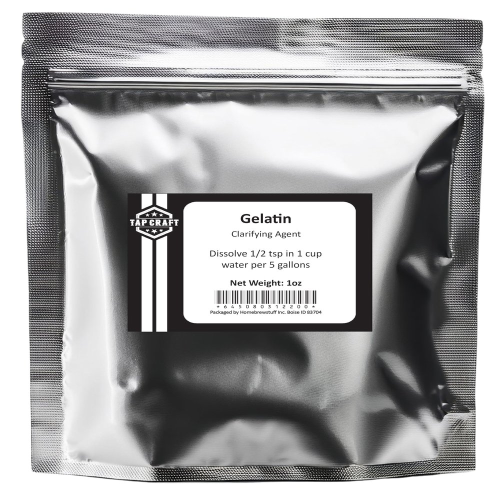 Tapcraft Gelatin 1oz Clarifying Agent  Ideal for Beer, Wine, and Craft Beverage Making  Quick & Effective Clarifier for Homebrewing, Wine Production, and Food & Beverage Applications