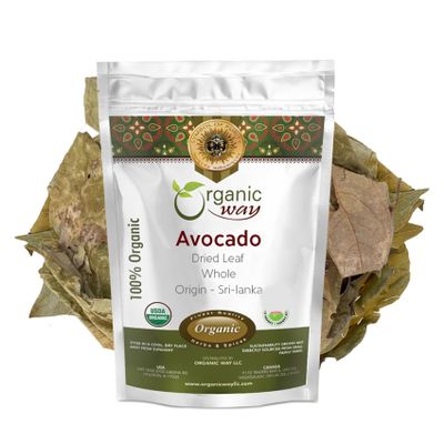 Organic Way Avocado Dried leaves Whole | Herbal Tea | European Wild-Harvest | USDA Certified - Non GMO & Gluten Free | Origin - Sri-Lanka (1Lb 16Oz)