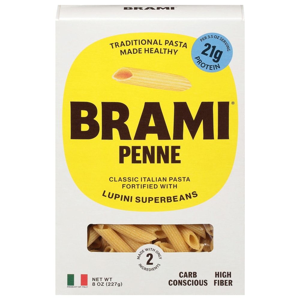 Brami Lupini Snack Pasta Semolina Lupini Penne 12 oz (Pack of 8)