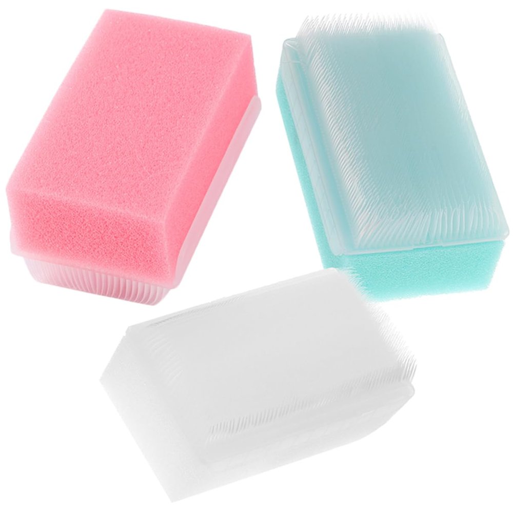 PLAFOPE 3pcs Shower Brush for Cleaning Bath Scrubber Sponge Head Dandruff Shampoo Brush