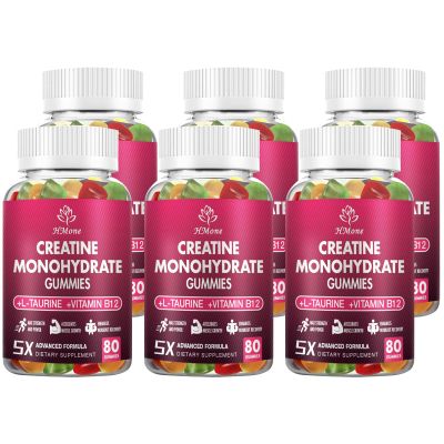HMone Creatine Monohydrate Gummies - 5g for Men & Women, Creatine Chewable Supplements for Muscle Gain, Muscle Strength, Energy Boost, and Muscle Builder, Sugar Free, Vegan 6 Packs