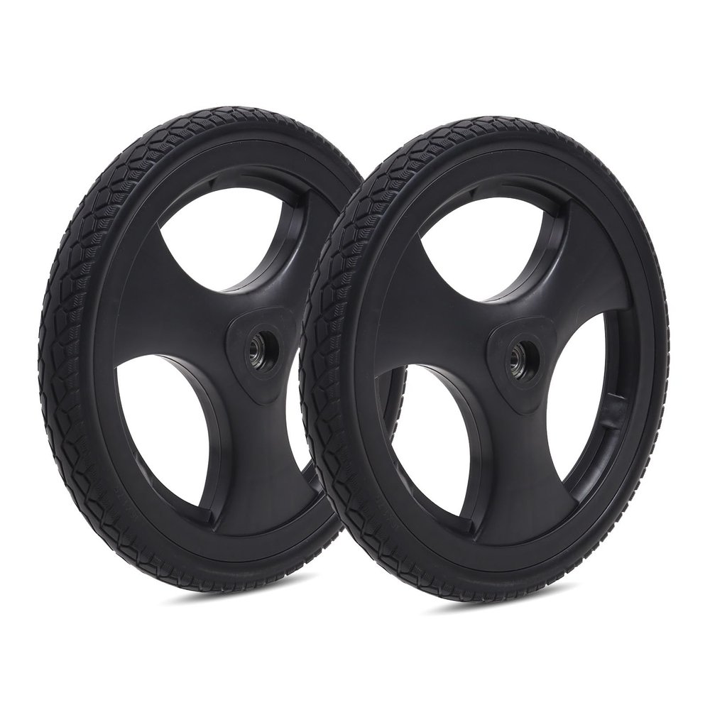 16 Inch Solid Rear Wheel Replacement Parts for Wheelchair Rollators, 161.75 Polyurethane (PU) Wheels, ABS Plastic Hub, 1 Pair(Black)