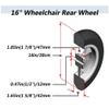 16 Inch Solid Rear Wheel Replacement Parts for Wheelchair Rollators, 161.75 Polyurethane (PU) Wheels, ABS Plastic Hub, 1 Pair(Black) view 3