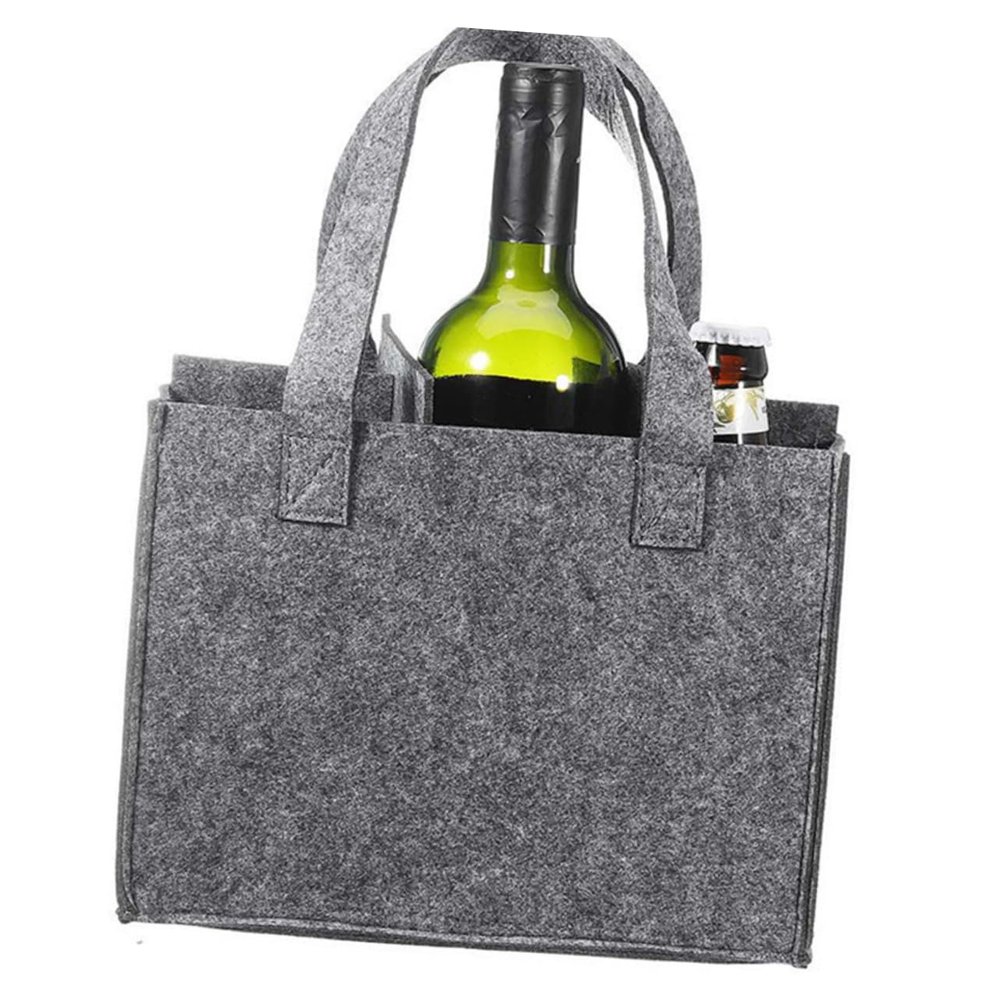 STOBAZA Bottle Red Wine Storage Bag Reusable Drink Pouches for Travel Wine Festive Party Accessory Grey
