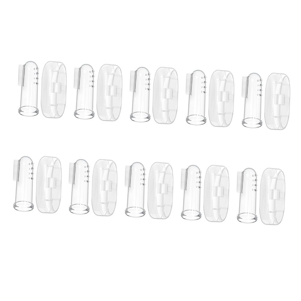 TOBBOMEY 10sets Finger Toothbrush Set with Oral Massager Food-Grade Silicone Double-Sided Design for Safe Teething Relief for Boy Girl and Toddlers Comes Storage Box