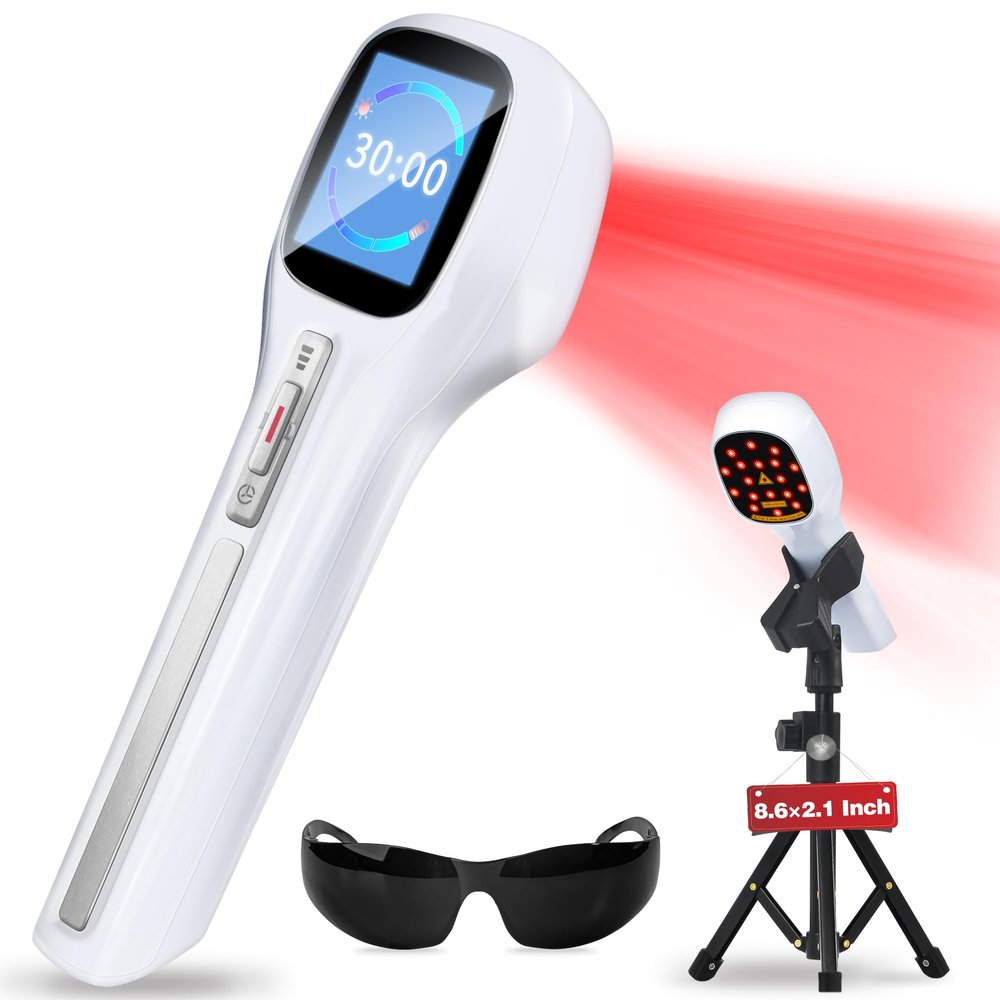 Cold Laser Therapy Device with LED Display, Infrared Light Therapy for Body (4x808nm +14X650nm), Red Light Therapy for Pain Relief Joint and Muscles for Humans/Pet, 8.62.1 Inch