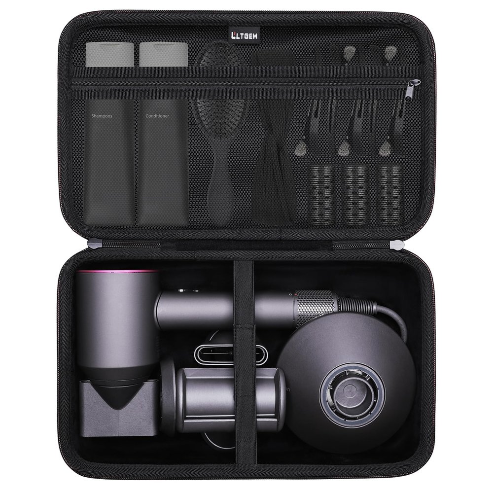 L LTGEM Hair Dryer Case Compatible with Dyson Supersonic Hair Dryer, Laifen SE/SE Lite, Slopehill 1902, Cosy Companions ZCY883, Wavytalk Blow Dryer Cases, Blow Dryer Storage Cases, Black(Case Only)
