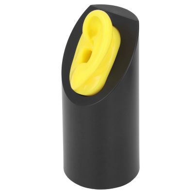 Silicone Ear Model Statue for Acupuncture Simulation Training Medium Yellow Cylinder M Size Left Ear Display Stand for Students and Practitioners