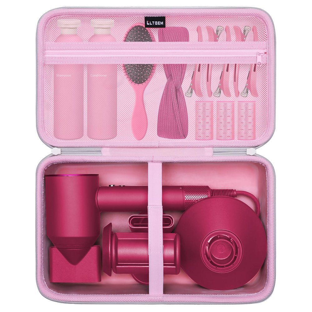 L LTGEM Hair Dryer Case Compatible with Dyson Supersonic Hair Dryer, Laifen SE/SE Lite, Slopehill 1902, Cosy Companions ZCY883, Wavytalk Blow Dryer Cases, Blow Dryer Storage Cases, Pink(Case Only)