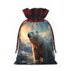 WZYCWB Polar bear in winter Christmas Gift Bags, Burlap Drawstring Gift Bags for Christmas Party Supplies Decoration Bags, 8.3 * 11.8 Inch view 2