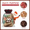 Christmas Gift Bag with Drawstring Christmas Wrapping Bags Cute sloth Leaves Drawstring Gift Bag for Xmas Burlap Gift Bags Halloween Candy Bags Reusable Xmas Present Bags for Party Decorations Small view 3