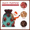 Christmas Gift Bag with Drawstring Christmas Wrapping Bags Red Ladybugs On A Blue Background Drawstring Gift Bag for Xmas Burlap Gift Bags Halloween Candy Bags Reusable Xmas Present Bags for Party Decorations Medium view 3