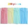 [200 Pack] 8" High Flexible Plastic Straws, Disposable Drinking Straws - Striped Assorted Colors view 3