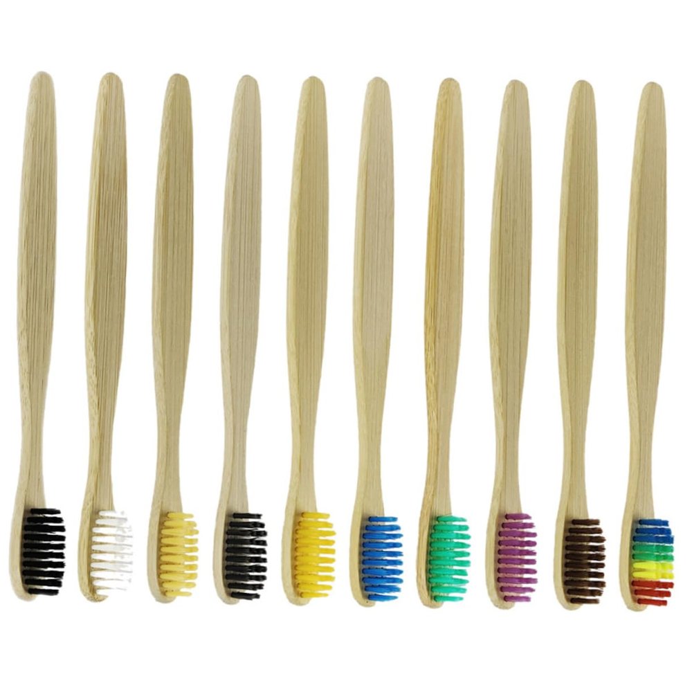 Baluue 10pcs Bamboo Toothbrushes Soft Bristles Travel Toothbrush Gum Portable Hotel Random Color