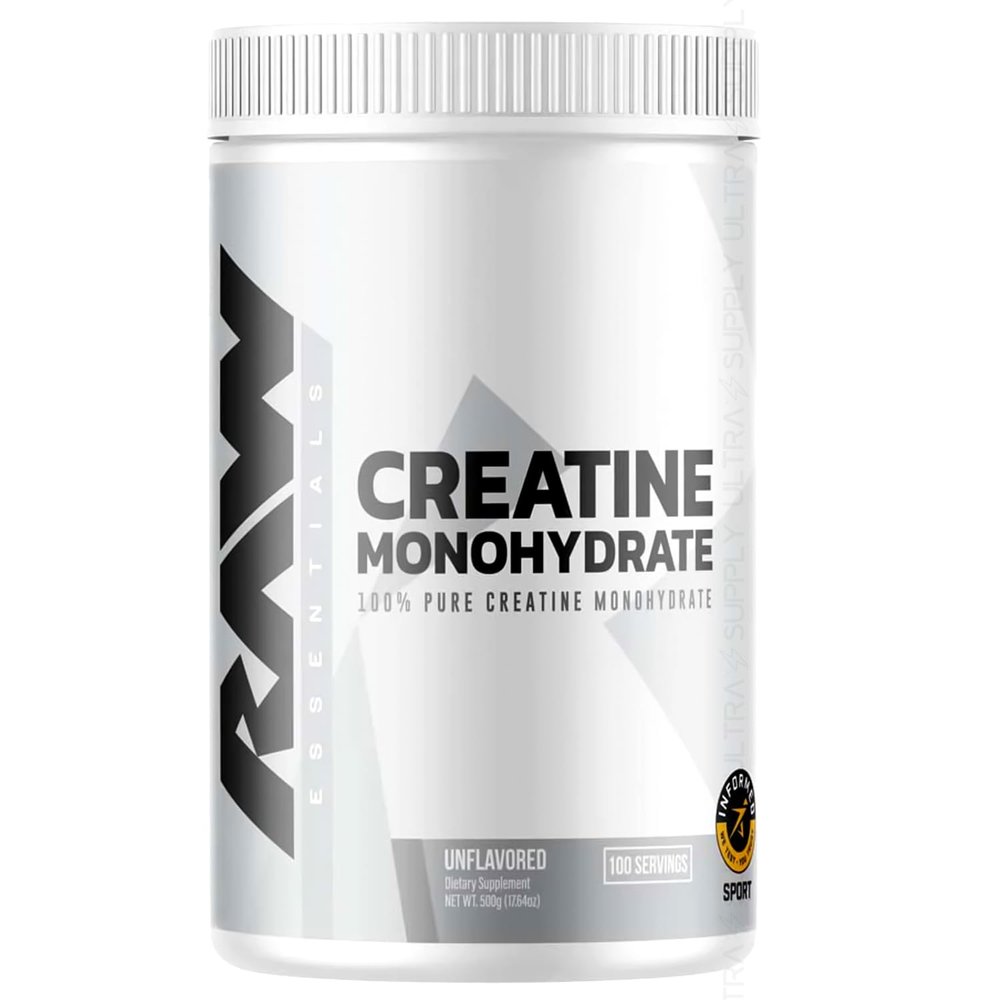Raw Creatine Monohydrate Powder, 100 Servings, Unflavored, 510g  Micronized Creatine for Muscle Strength, Recovery & Performance