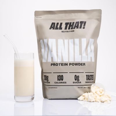 ALL THAT! NUTRITION Vanilla Protein Powder, 30G Whey Protein, Low Calorie, 0g Sugar, No Artificial Flavors, Soy-Free & Gluten-Free, 30 Servings