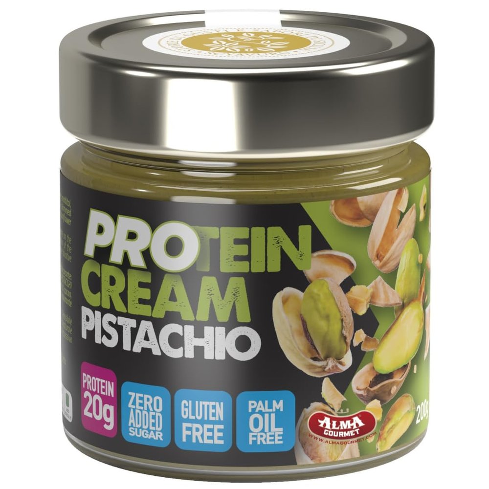 Alma Gourmet Italian Pistachio Protein Cream Spread  High Protein, Zero Added Sugar, Gluten Free - Smooth & Velvety Texture - Ideal for Breakfast, Snacks and Post-Workout - Nutty Flavor - 7.05oz