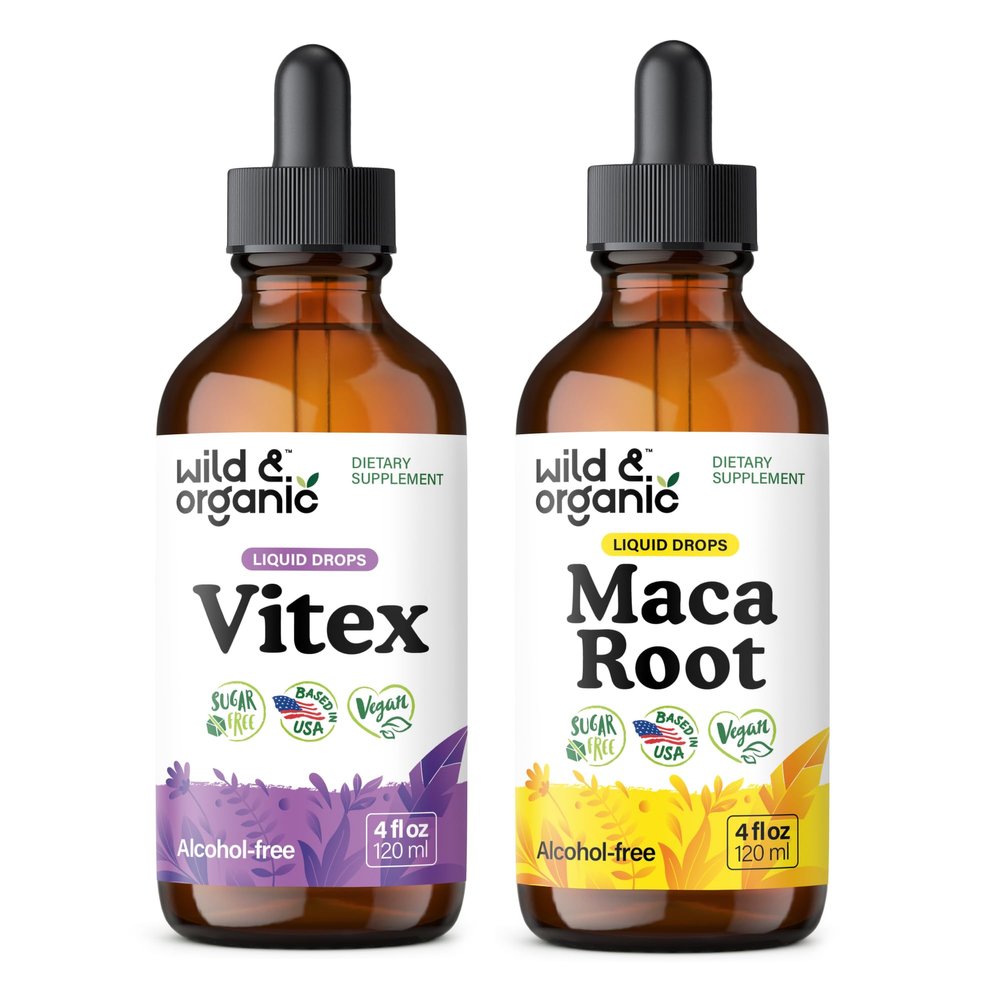 Wild & Organic Vitex Tincture 4 fl oz & Maca Root Tincture 4 fl oz