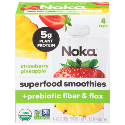 Noka Smoothie Strawberry Pineapple 4 Pack 16.9 oz (Pack of 6)