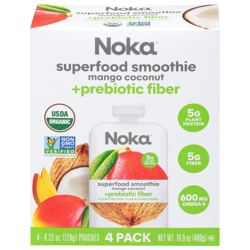 Noka Smoothie Mango Coconut 4 Pack 16.9 oz (Pack of 6)