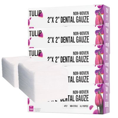 1000 Gauze Pads 2x2 4-Ply Non Woven Gauze Sponges - Non Sterile Dental Gauze & Esthetic Wipes - Soft All Purpose Medical Gauze Squares for First Aid Kit, Surgical, Wound Dressing by Tulip