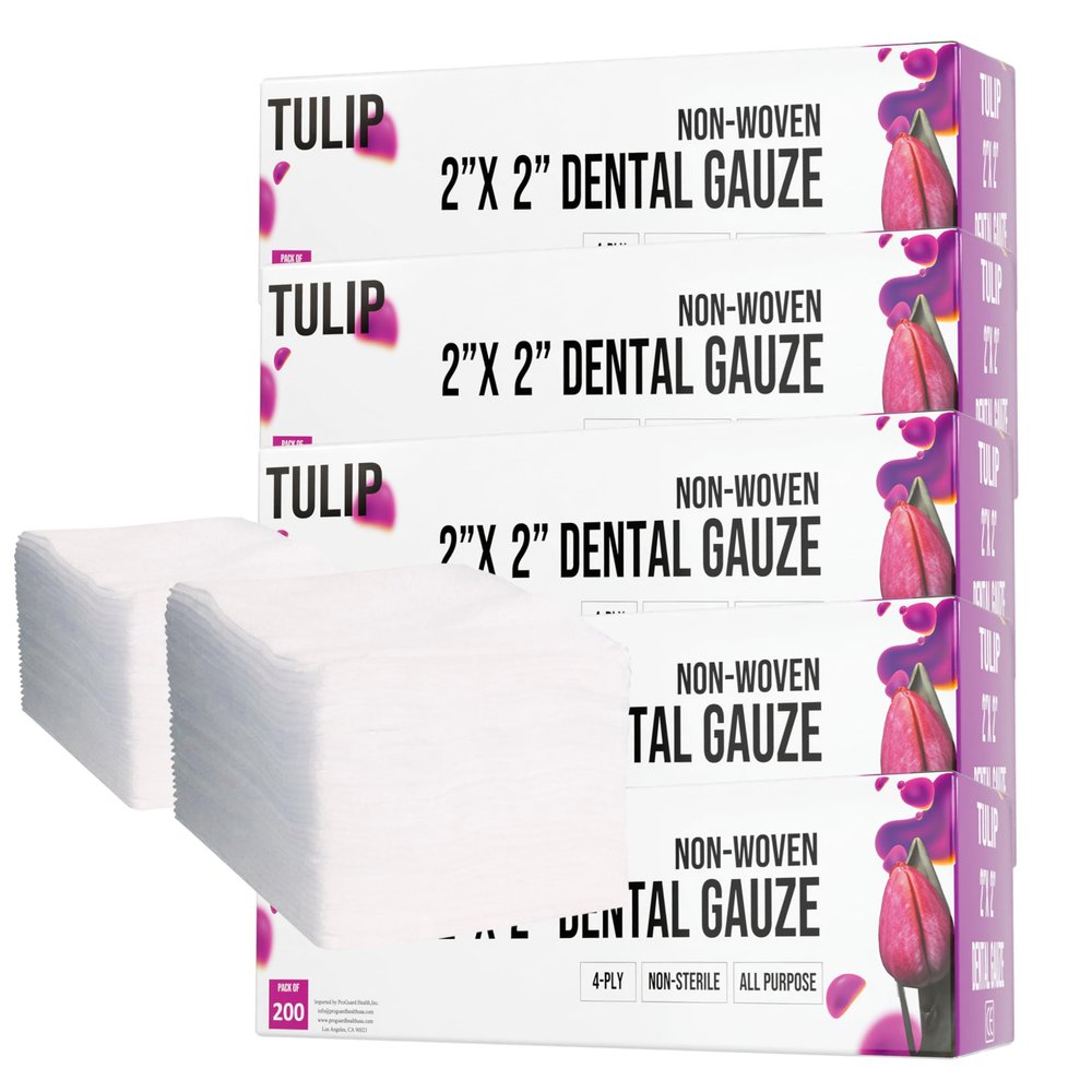 1000 Gauze Pads 2x2 4-Ply Non Woven Gauze Sponges - Non Sterile Dental Gauze & Esthetic Wipes - Soft All Purpose Medical Gauze Squares for First Aid Kit, Surgical, Wound Dressing by Tulip