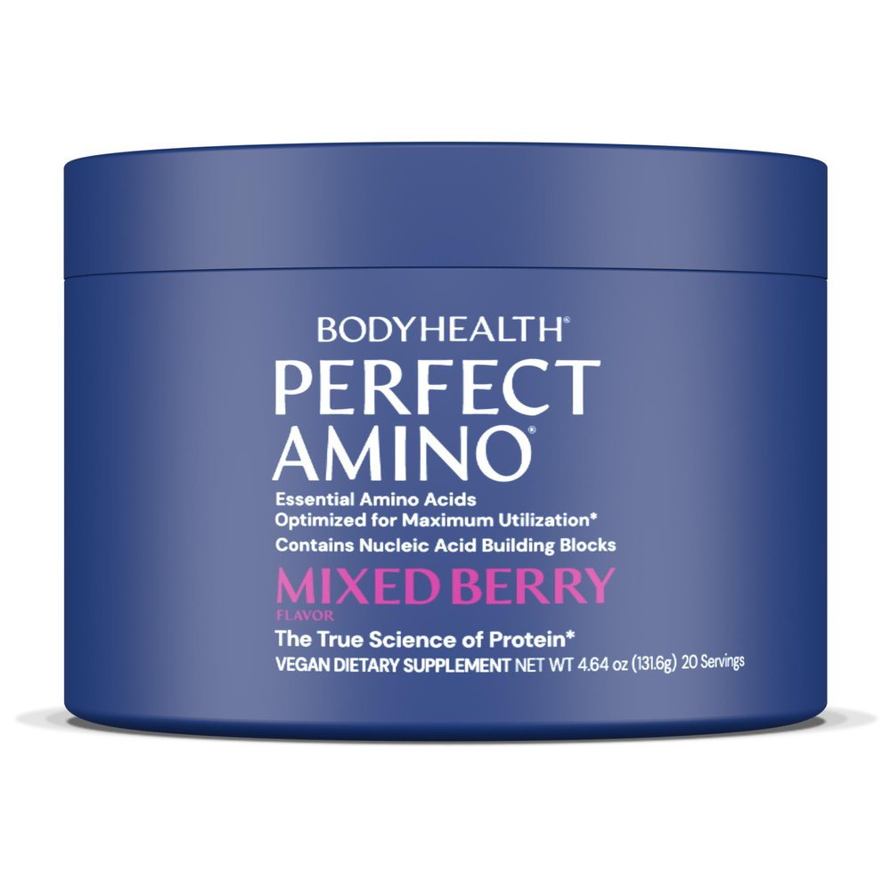 BodyHealth PerfectAmino - BCAA and EAA Powder for Pre and Post Workout - Amino Acid Energy Drink for Men and Women to Support Lean Muscle and Recovery - Mixed Berry - 20 Servings