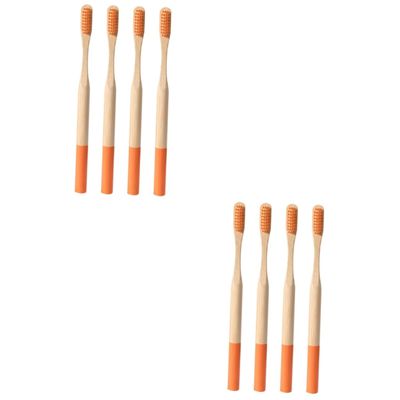 Baluue 8pcs Travel Toothbrush Bamboo Toothbrushes for Adults Eco-Friendly Kit Ergonomic Handle