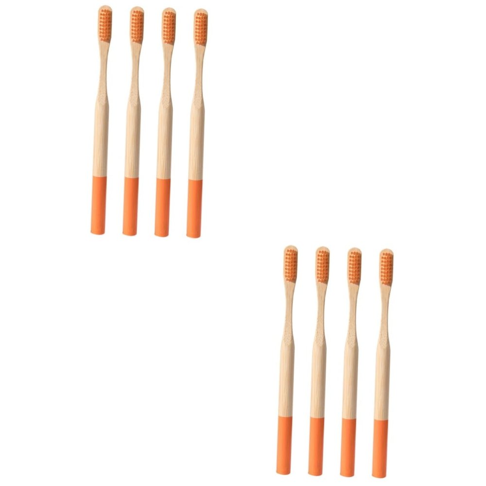 Baluue 8pcs Travel Toothbrush Bamboo Toothbrushes for Adults Eco-Friendly Kit Ergonomic Handle