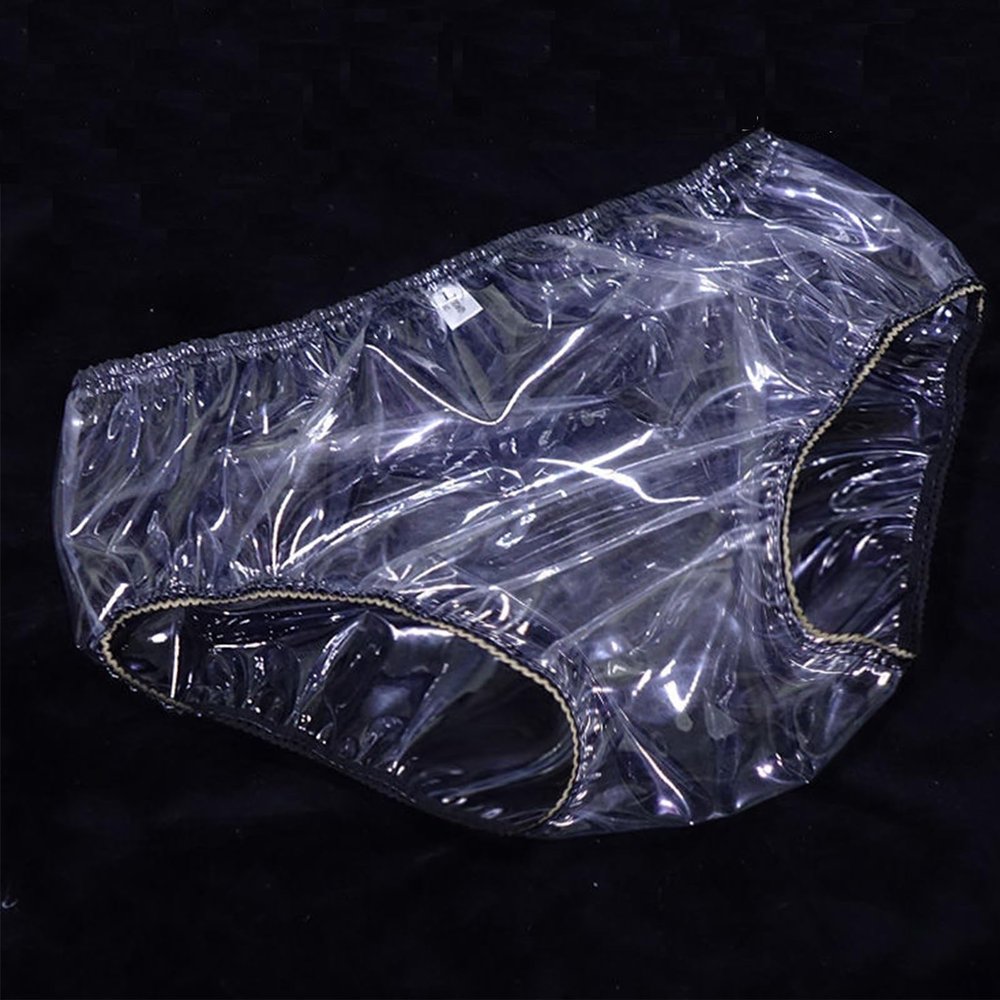 Transparent Plastic Waterproof Panty Cover Adult Incontinence Plastic Pants, Super Soft PVC Diaper Cover/Waterproof Reusable Anti-Leakage Menstrual Pants Unisex Clear (Women, XXX-Large)
