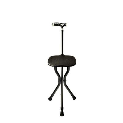 Cane Height Adjustable Walking Stick with Seat Disability Medical Aid Folding Chair Cane Elderly Walker Crutch Band Light Folding crutcheswooden (Color : Blue) (Color : Black)