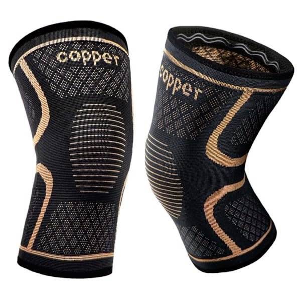 2 Pack Knee Braces for Knee Pain,Copper Knee Compression Sleeve for Men and Women,Compression Knee Brace Knee Support for Meniscus Tear,Running,Weightlifting,Workout,ACL,Arthritis,Joint Pain Relief