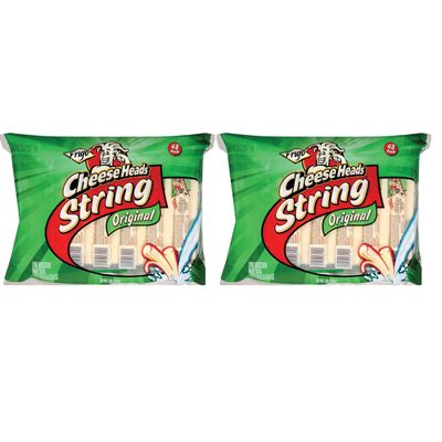 Cheese Heads String Cheese, Low-moisture part-skim mozzarella cheese Sticks 2 Pack (1 oz, 48 ct each, 96 Total)