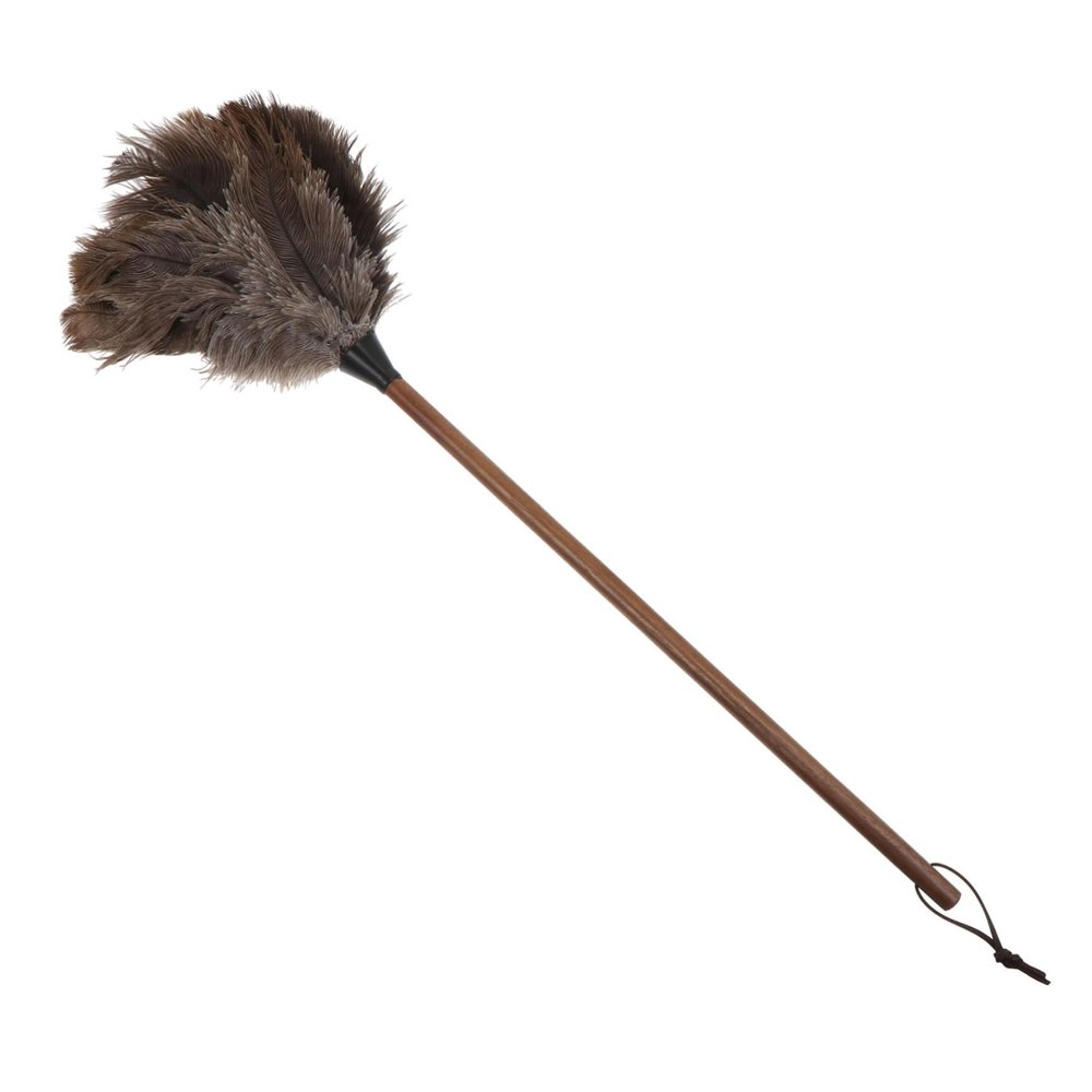 Baluue Ostrich Dusting Brush Walnut Wood Handle Long Handle Dust Cleaning Tool for Furniture Home Office and Car Reusable and Washable Household Dust Cleaner