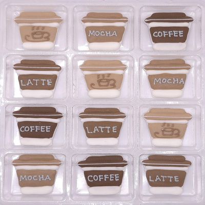NCS Coffee Cup Edible Royal Icing Cake Toppers Coffee, Latte & Mocha Designs
