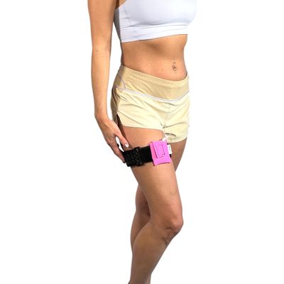 Pumpcases Insulin Pump Adjustable Leg Band for Tandem Diabetes Mobi | Pink Neoprene Diabetic Case, Non-Slip | Assembled in USA (Medium)