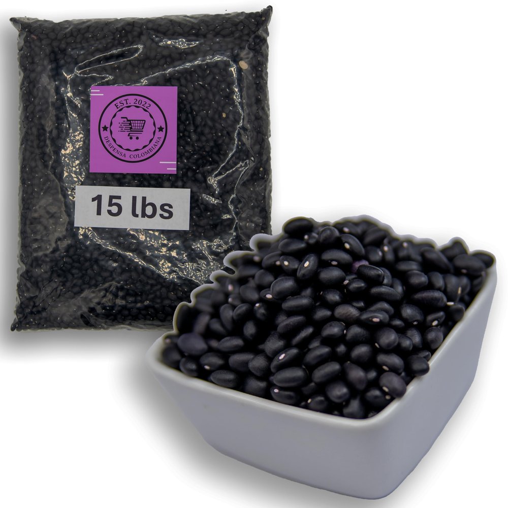 15 Lbs Dried Black Beans Bulk - Frijoles Negros Ideal for New Dishes - Frijoles Negros Bulk Grown in USA - Triple Cleaned Bulk Black Beans in a Bag- Despensa Colombiana