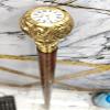 Blackperlcrafts Victorian Solid Brass Knob Watch Clock Head Handle Walking Cane | Steampunk Nautical Wooden Walking Stick for Adult | Gift Items view 2